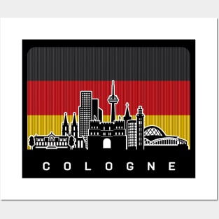 Cologne Germany Skyline German Flag Posters and Art